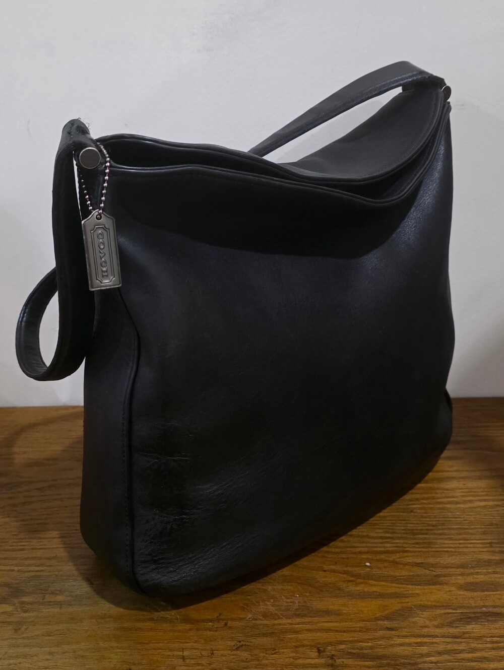 Vintage Coach Black Leather Shoulder Bag